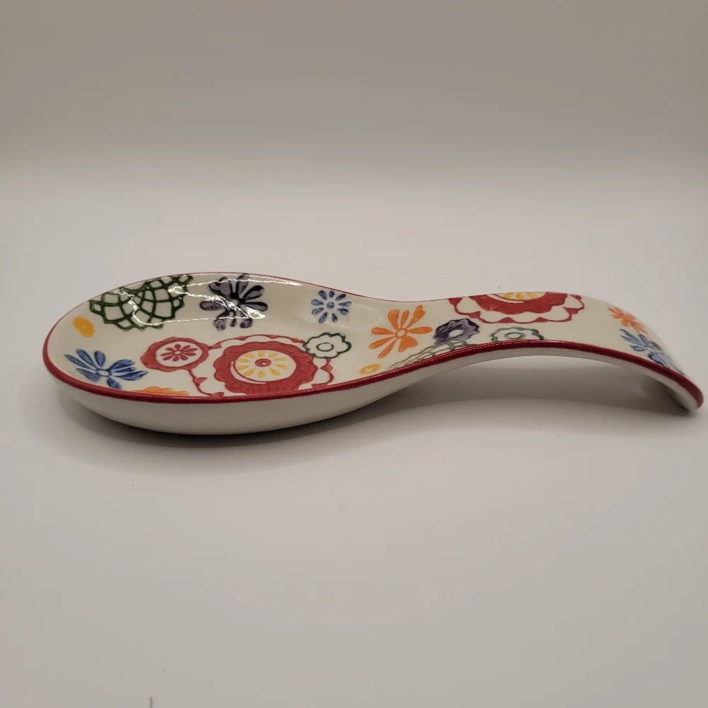 Pier 1 Imports Floral Ceramic Spoon Rest